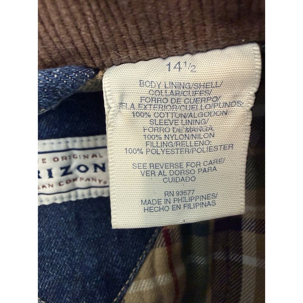VTG Arizona Jean Co. Flannel Lined Jean Jacket Corduroy Collar - Girls Sz. 14.5 - Picture 11 of 12